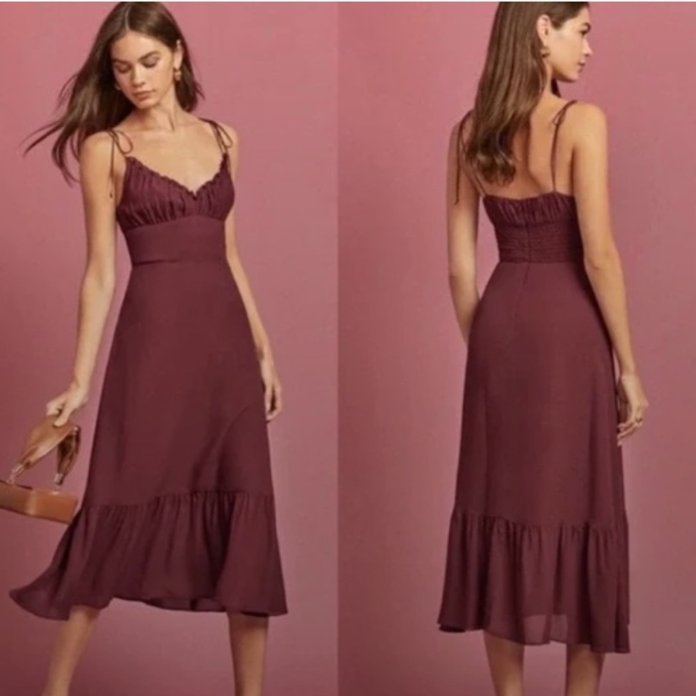 Reformation Red Midi Sundress Spaghetti Strap